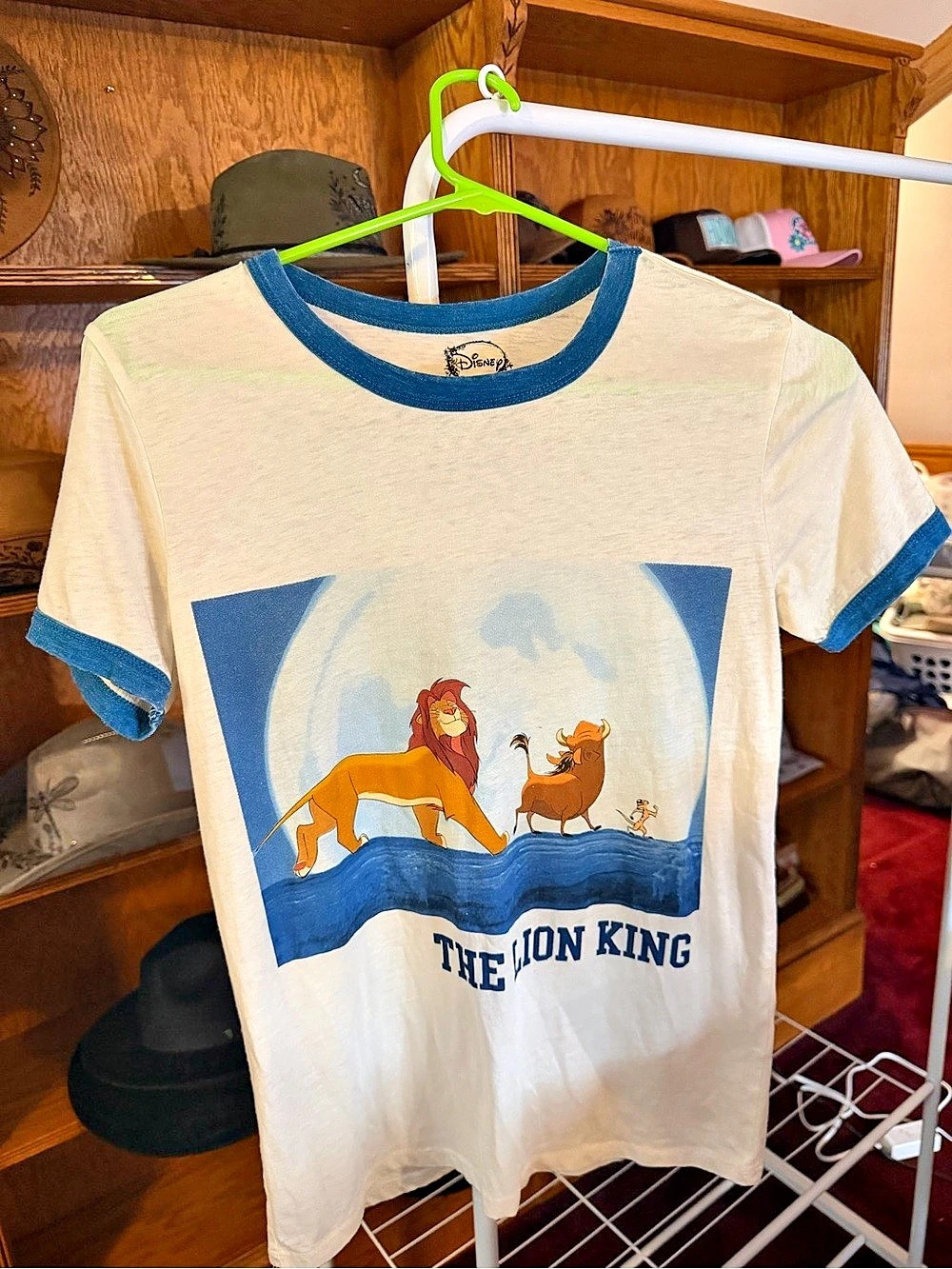 Disney The Lion King Ringer T-Shirt Ringer Graphic Tee White & Blue Small